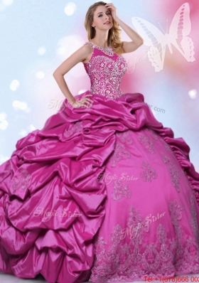Best Selling Halter Top Fuchsia Sweet 16 Dress with Beading and Bubbles