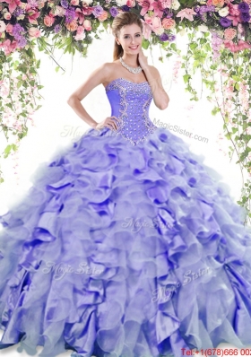 Summer Luxurious Ruffled and Beaded Quinceanera Dress in Lavender