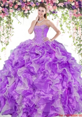Perfect Organza Two Tone Quinceanera Dress with Beading and Ruffles