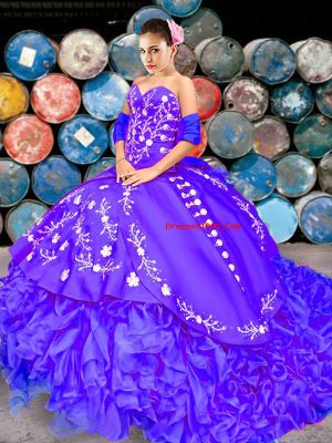 Fantastic Purple Sweet 16 Quinceanera Dress Sweetheart Sleeveless Brush Train Lace Up