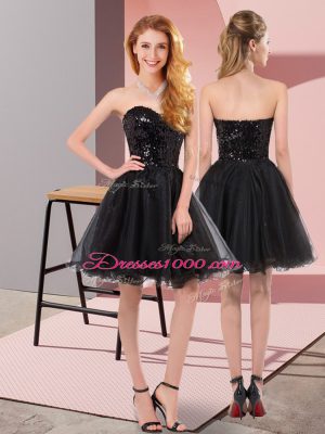 Gorgeous Mini Length Black Evening Dress Sweetheart Sleeveless Zipper
