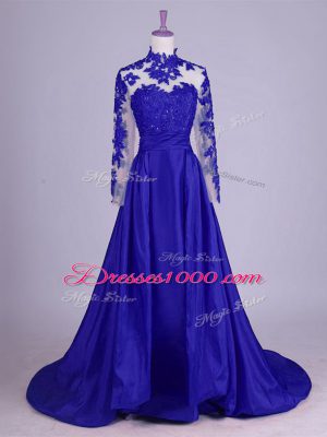 Royal Blue A-line Lace and Appliques Mother of the Bride Dress Lace Up Taffeta Sleeveless