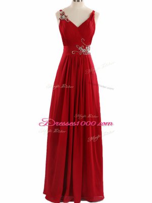 Sleeveless Beading and Ruching Zipper Prom Party Dress