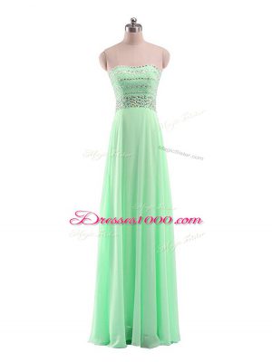 Sleeveless Zipper Floor Length Beading Teens Party Dress