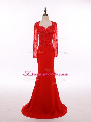 Chiffon Long Sleeves Floor Length Mother of Bride Dresses and Lace and Appliques