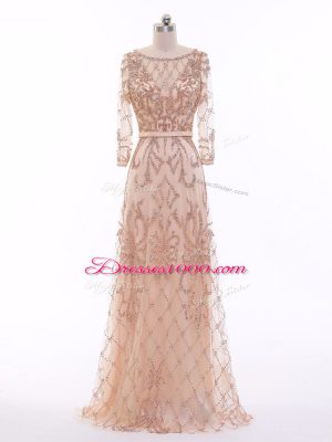 Gorgeous Empire Long Sleeves Peach Evening Dress Zipper