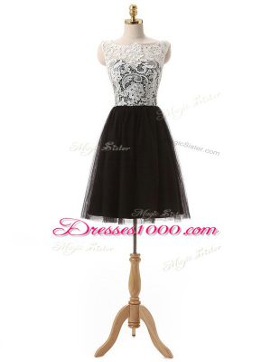 Black Sleeveless Lace and Appliques Mini Length