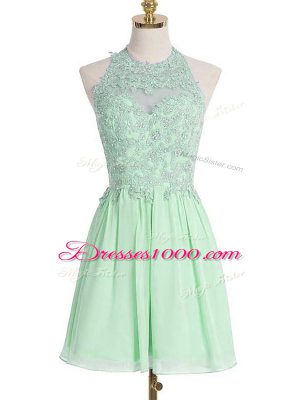 Customized Sleeveless Lace Up Knee Length Appliques Vestidos de Damas