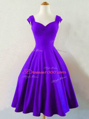 Captivating Sleeveless Knee Length Ruching Lace Up Quinceanera Court Dresses with Purple