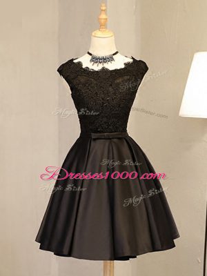 Inexpensive Black Sleeveless Lace and Appliques Mini Length Prom Dress