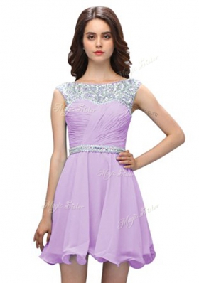 Scoop Sleeveless Beading Zipper Prom Dresses