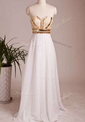 Sweetheart Sleeveless Chiffon Evening Dress Beading Zipper