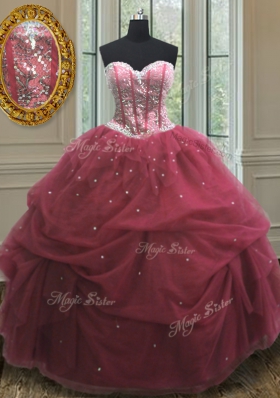 Colorful Sleeveless Sequins and Pick Ups Lace Up Sweet 16 Dress