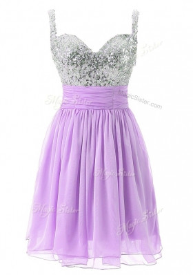 Discount Lavender Straps Zipper Beading Teens Party Dress Sleeveless