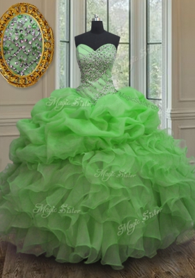 Quince Ball Gowns Military Ball and Sweet 16 and Quinceanera and For with Beading and Ruffles and Pick Ups Sweetheart Sleeveless Lace Up