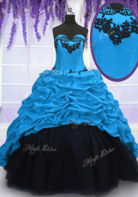 Sleeveless Sweep Train Appliques and Pick Ups Lace Up Sweet 16 Dresses