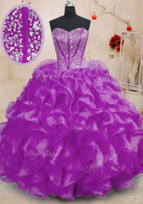 Sleeveless Beading and Ruffles Lace Up Quinceanera Dresses