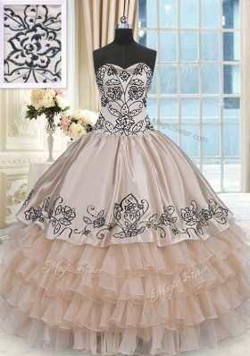 Sleeveless Beading and Embroidery and Ruffled Layers Lace Up 15 Quinceanera Dress