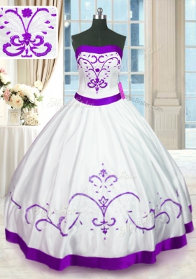 Strapless Sleeveless Lace Up 15th Birthday Dress White Satin