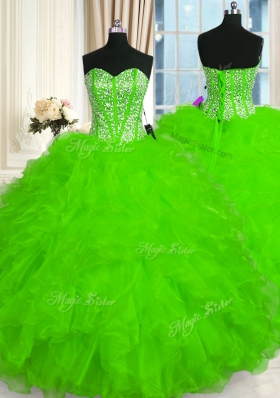 Sweet 16 Dresses Military Ball and Sweet 16 and Quinceanera and For with Beading and Ruffles Sweetheart Sleeveless Lace Up