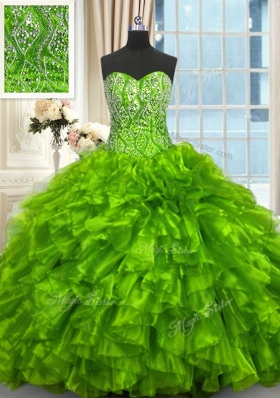 Sweetheart Neckline Beading and Ruffles Sweet 16 Dress Sleeveless Lace Up
