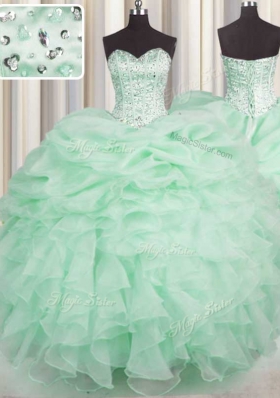 Fitting Sleeveless Lace Up Floor Length Beading and Ruffles 15 Quinceanera Dress
