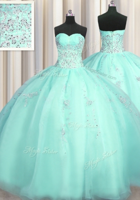 Really Puffy Floor Length Zipper Quince Ball Gowns Turquoise and In for Military Ball and Sweet 16 and Quinceanera with Beading and Appliques