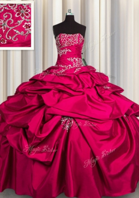 Wonderful Appliques and Pick Ups Quinceanera Dresses Hot Pink Lace Up Sleeveless Floor Length