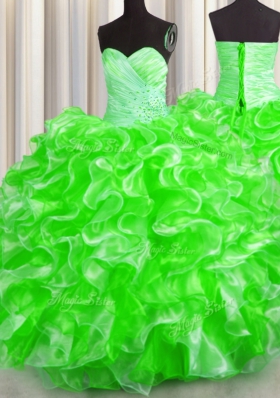 Best Selling Sleeveless Lace Up Floor Length Beading and Ruffles Sweet 16 Dress