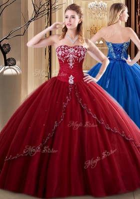 Stylish Floor Length Ball Gowns Sleeveless Wine Red Sweet 16 Dresses Lace Up