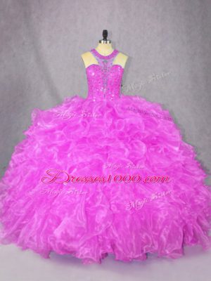 Sleeveless Beading and Ruffles Zipper Sweet 16 Dresses