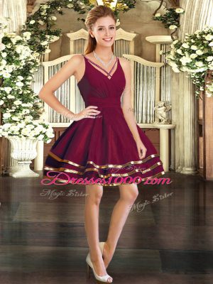 Edgy Burgundy Long Sleeves Ruffled Layers Mini Length Cocktail Dresses