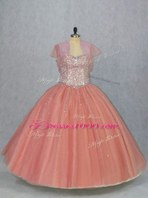 Vintage Tulle Sleeveless Floor Length Quinceanera Dresses and Beading