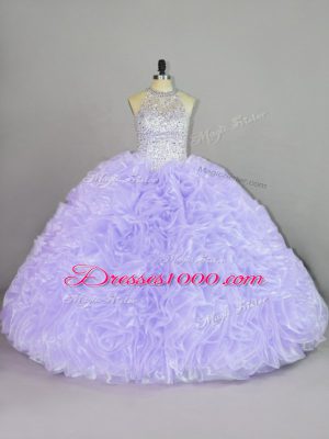 Sweet Sweetheart Sleeveless Organza 15th Birthday Dress Beading and Ruffles Lace Up