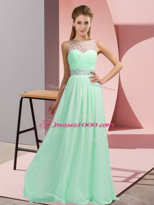 Beading Evening Dress Apple Green Backless Sleeveless Floor Length