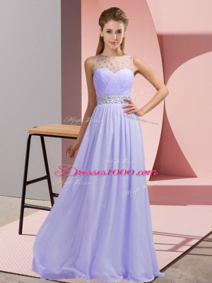 Sleeveless Backless Floor Length Beading Celebrity Dresses
