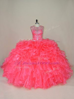Amazing Sleeveless Lace Up Beading and Ruffles Sweet 16 Dresses