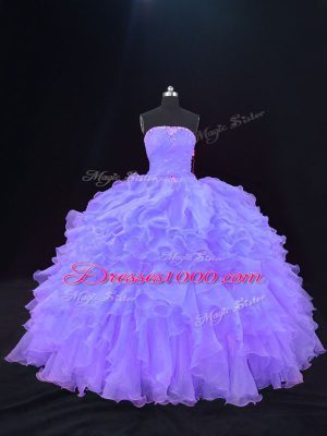Modern Floor Length Ball Gowns Sleeveless Purple Sweet 16 Dress Lace Up