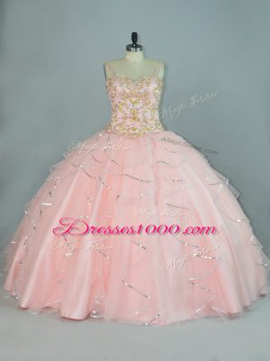 Sleeveless Beading and Ruffles Lace Up Sweet 16 Dresses