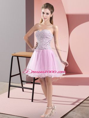 Beading Dress for Prom Lilac Zipper Sleeveless Mini Length