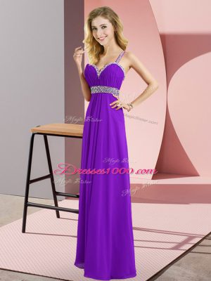 Sleeveless Beading Criss Cross Prom Gown
