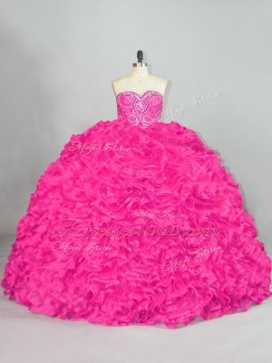 Organza Sleeveless 15 Quinceanera Dress Brush Train and Beading and Ruffles