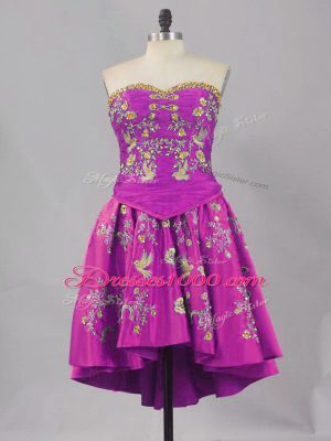 Modest Purple Sleeveless Lace Up Custom Made for Prom and Party and Military Ball