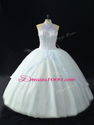 Smart Beading 15 Quinceanera Dress Blue Lace Up Sleeveless Floor Length