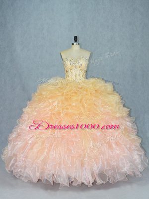 Most Popular Floor Length Multi-color Ball Gown Prom Dress Sweetheart Sleeveless Lace Up