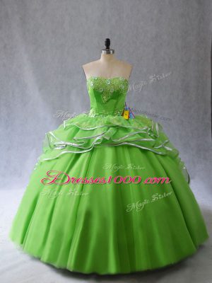 Exquisite Sweetheart Lace Up Appliques and Ruffles Vestidos de Quinceanera Brush Train Sleeveless