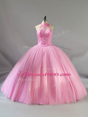 Gorgeous Tulle Sleeveless Floor Length Sweet 16 Dress and Beading