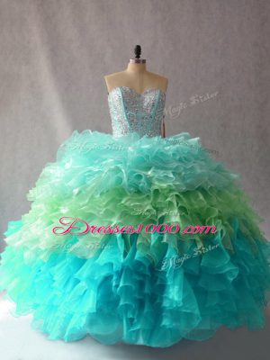 Simple Ball Gowns Ball Gown Prom Dress Multi-color Sweetheart Organza Sleeveless Floor Length Lace Up