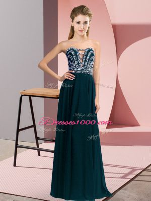 Fabulous Sweetheart Sleeveless Lace Up Evening Dress Teal Chiffon