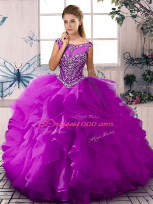 Free and Easy Purple Sleeveless Organza Zipper Sweet 16 Dresses for Sweet 16 and Quinceanera